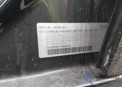 2013 Audi A4 2.0T Premium z USA, uszkodzony, nr VIN WAUDFAFL1DN038110